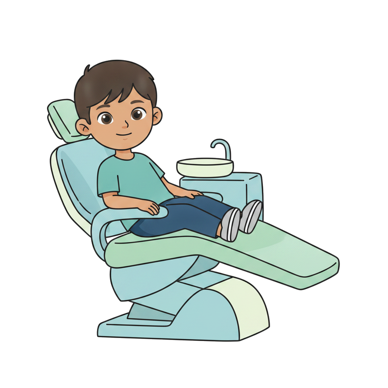 Sentarse en la silla del dentista