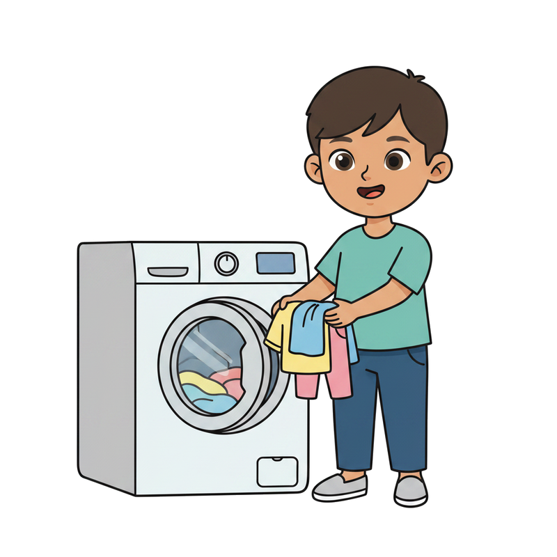 Helping with laundry