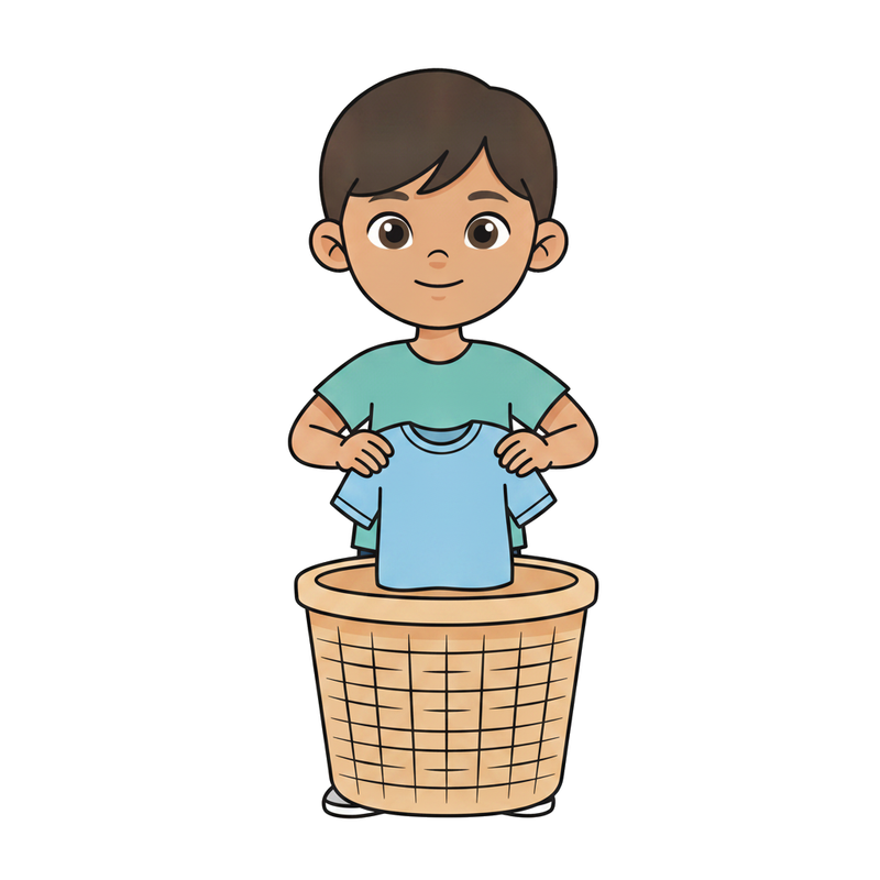Pôr a roupa no cesto de roupa suja