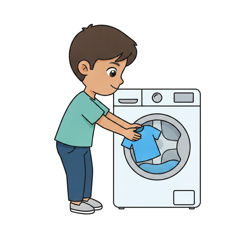 Pôr a roupa na máquina de lavar