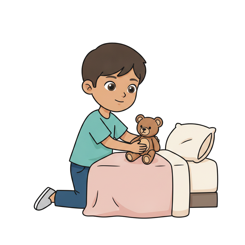 Pôr o brinquedo na cama