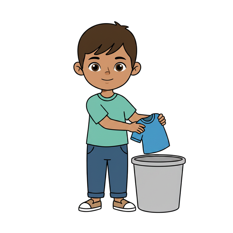 Put dirty clothes in the basket