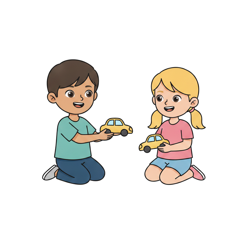 Partilhar brinquedos com um amigo
