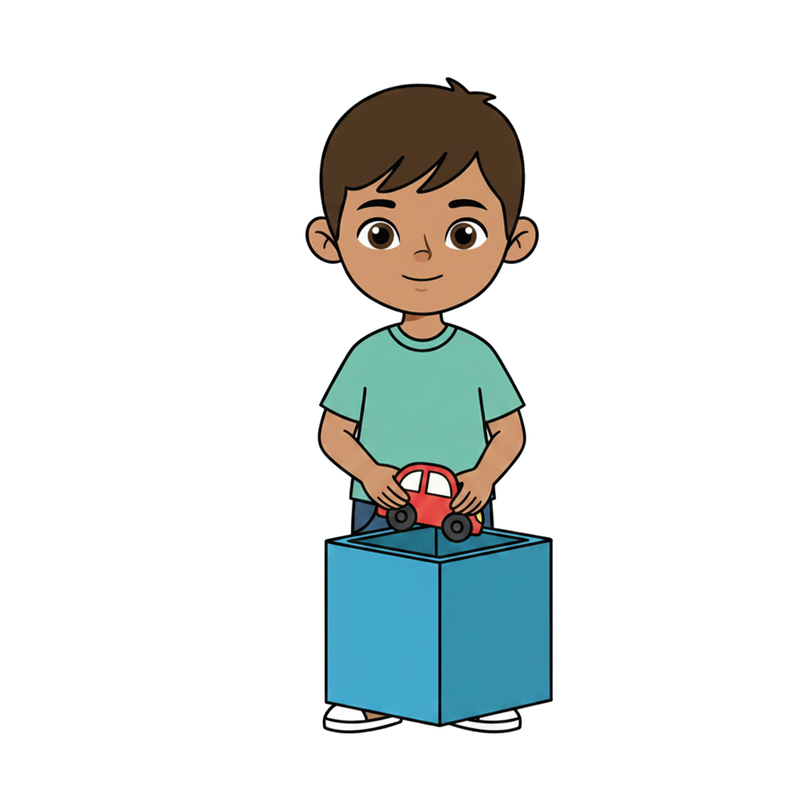Put the toy in the box