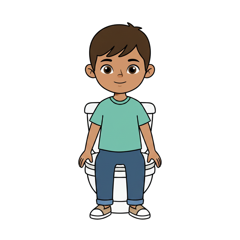 Sit on the toilet