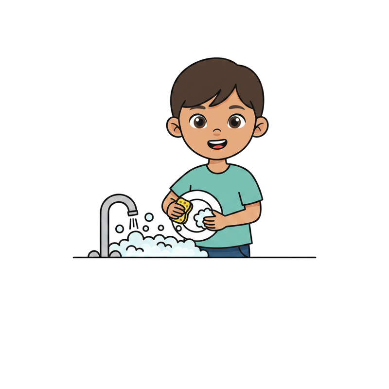 Washing the dishes