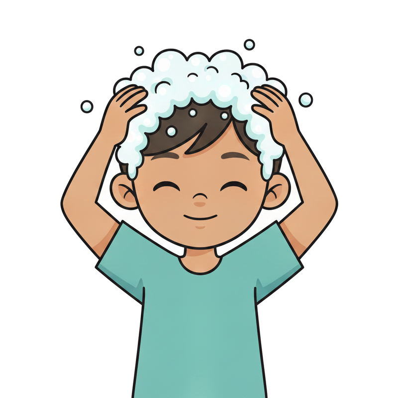 Esfregar o cabelo com champô