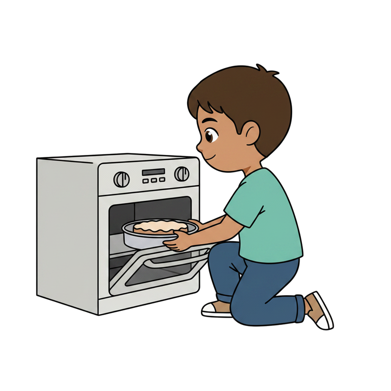 Colocar o bolo no forno